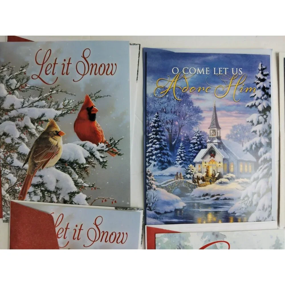 Assorted Christmas Greeting Cards w/ Envelope Lot of 6